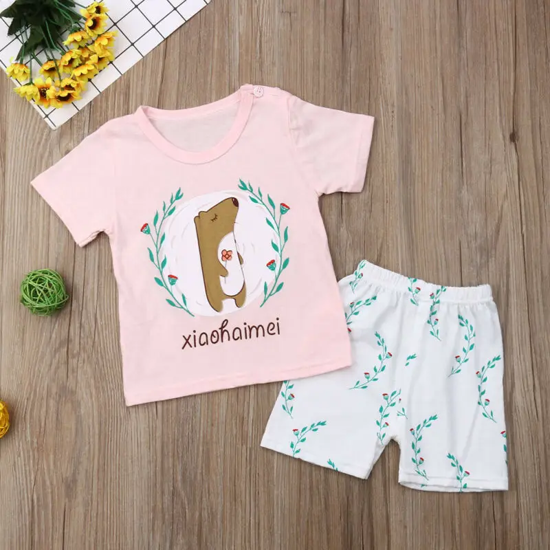 

Toddler Kids Baby Girls Boys Top T-shirt + Short Pants Summer Casual Outfits Set