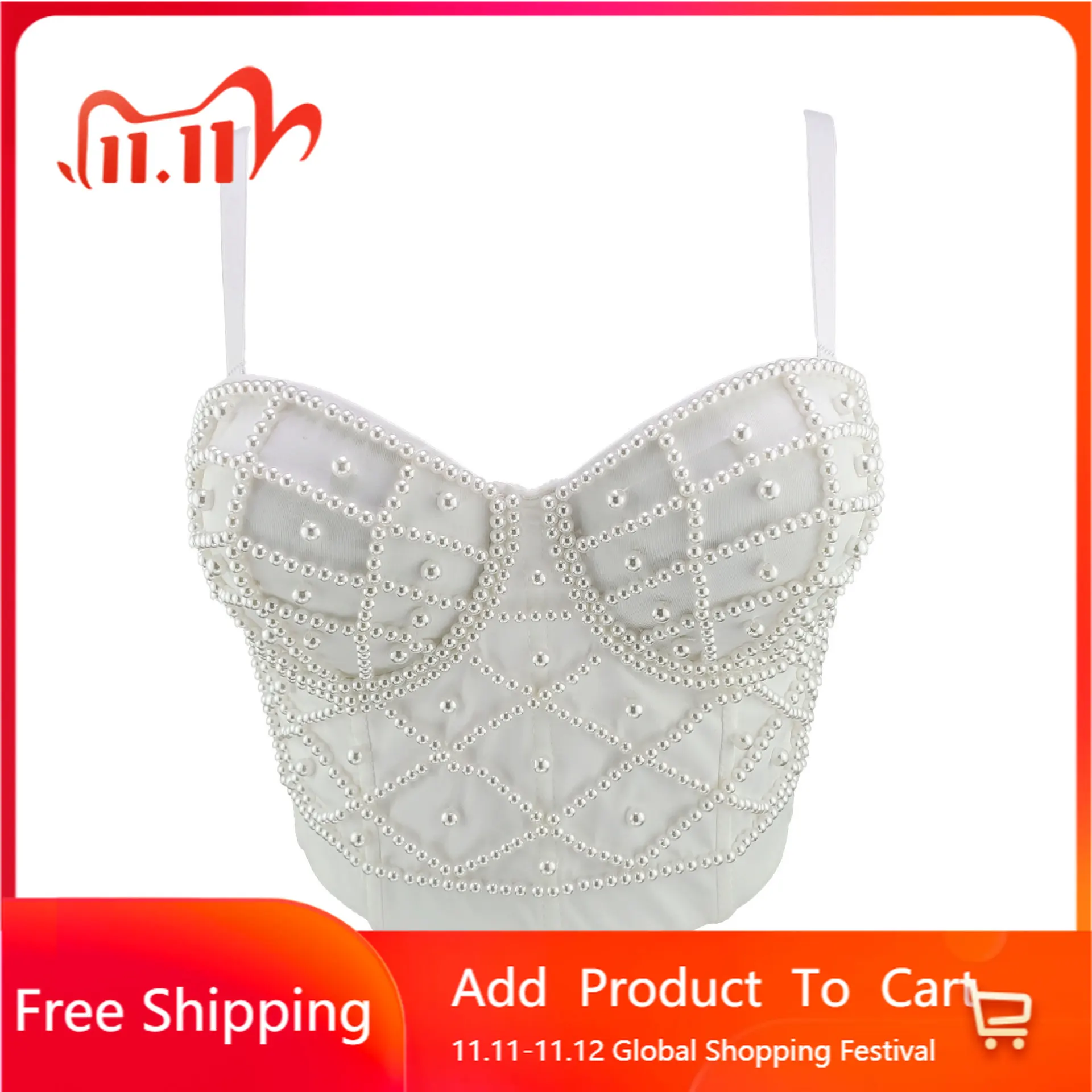 

Women Sexy Designer Beading White Black Cotton Camisole Tops Summer 2021 Ladies Trendy High Street Short Camis Crop Tops