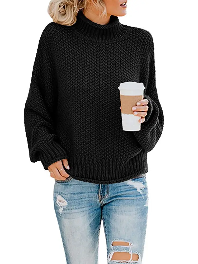 

Unique Nature Womens Turtleneck Oversized Pullover Sweaters Loose Slouchy Batwing Sleeve Knitted Jumper Tops