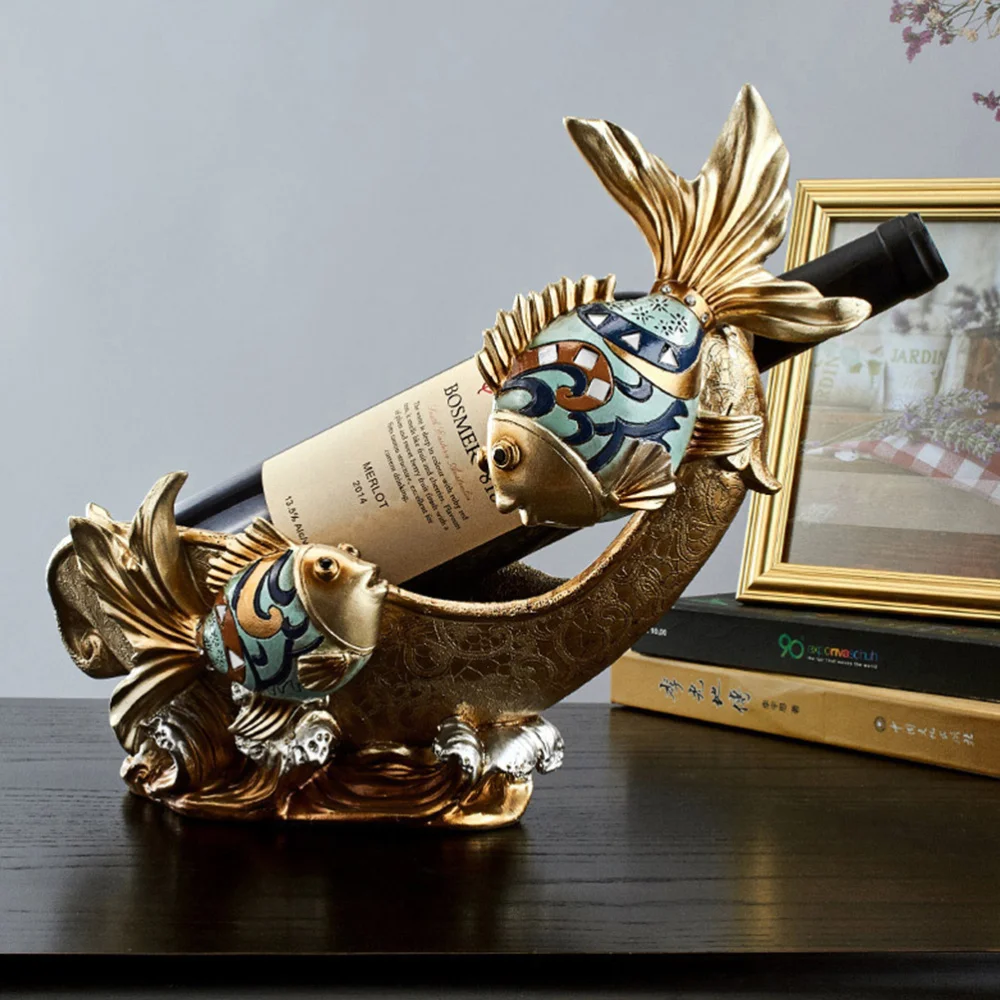 

1pc Red Rack Resin Pisces Red Rack Home Decoration Rack (Golden)