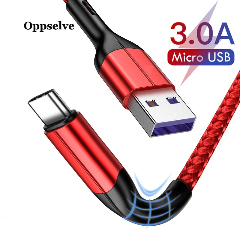 

Oppselve 2m Micro USB Cable 3A Fast Charging Data Cable for Xiaomi Redmi 4X Samsung Android Mobile Phone Microusb Charger Cabo