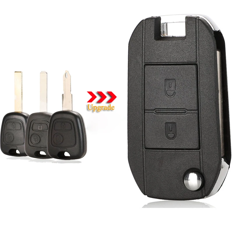 

jingyuqin 2 Buttons Modified Flip Folding Remote Car Key Shell Case For Peugeot 106 206 306 406 For Citroen C2 C3 Xsara Picasso