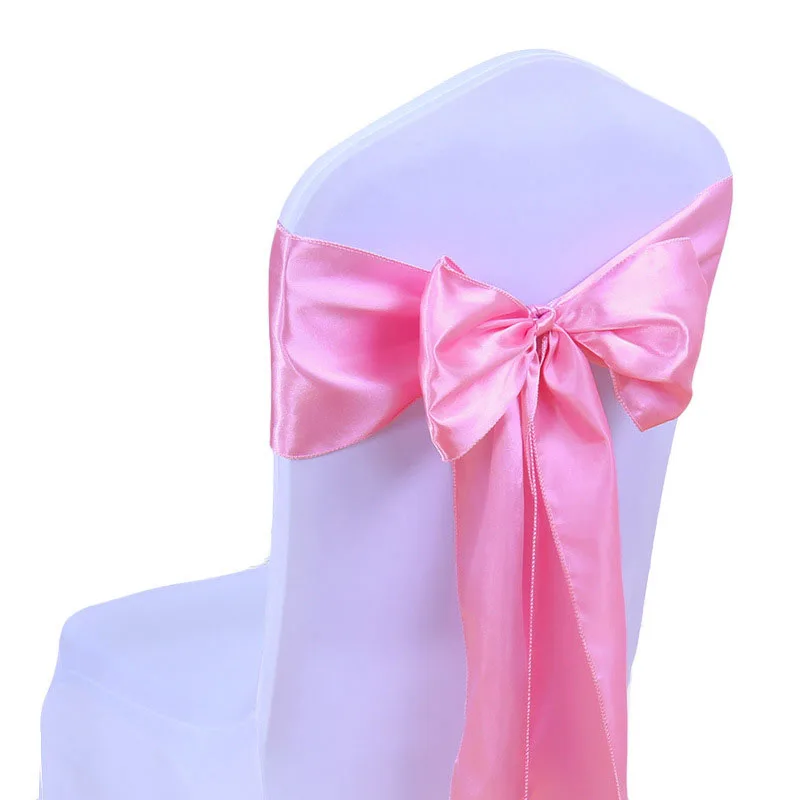 

10 pcs Wedding Stretch Chairs Coverings Knot Sash Satin Fabric Chair Back Decoration Bow Cover For Wedding Party Banquet Event