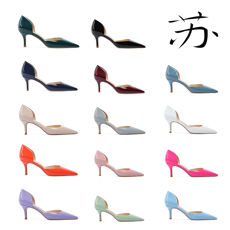 Sexy Hollow High Heels Women 2021 Spring and Autumn New Celebrities 6cm Rose Red Patent Leather Pointed Thin Heel Women