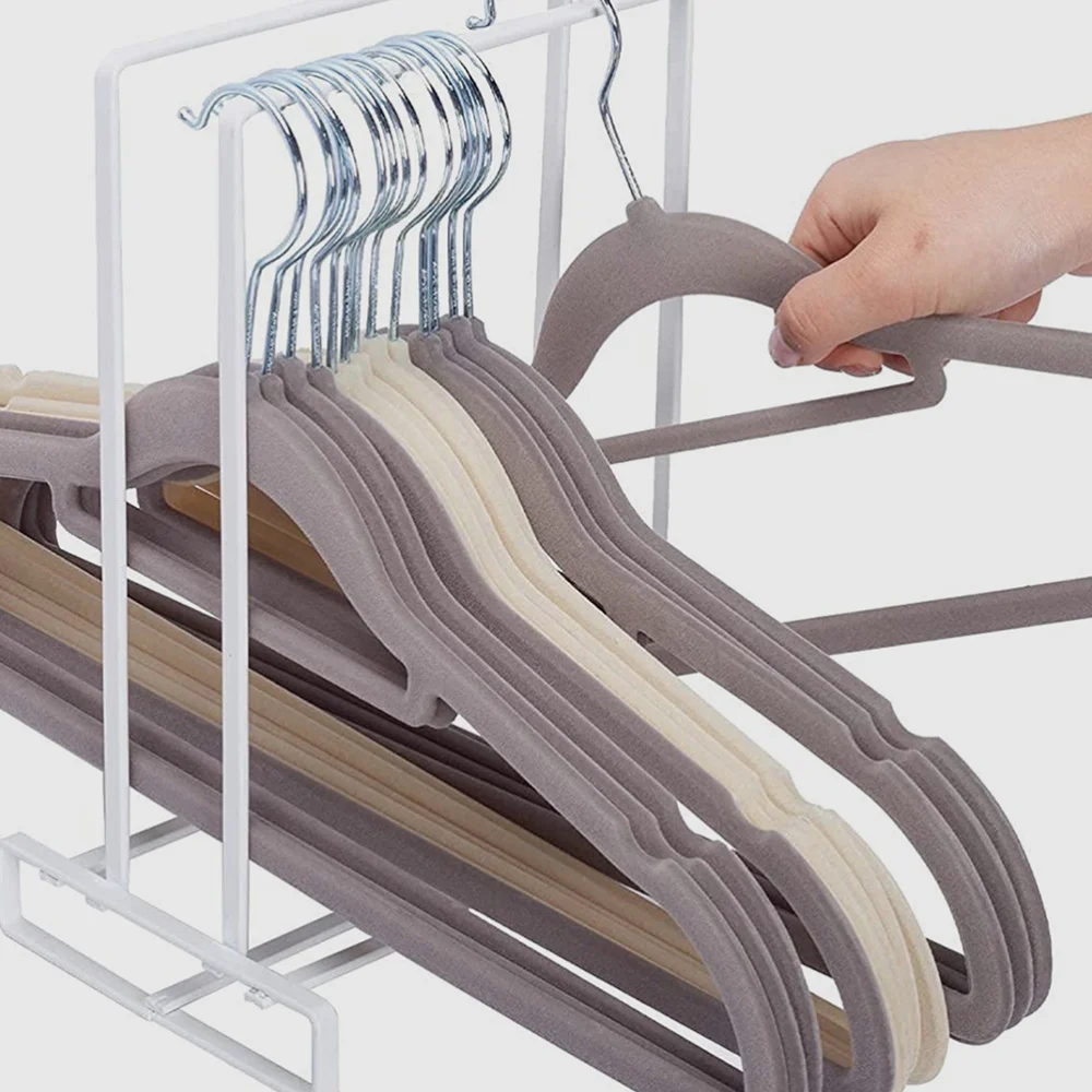 

Multifunctional Iron Art Shelf Hanger Storage Organizer Wardrobe Hanger Rack