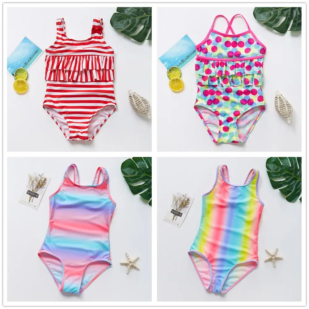 New Kids& Baby Girls Swimsuit 2~16Y Girls Swimwear Children one piece Cartoon Swimwear High quality Kids Beach wear- 9021MIX