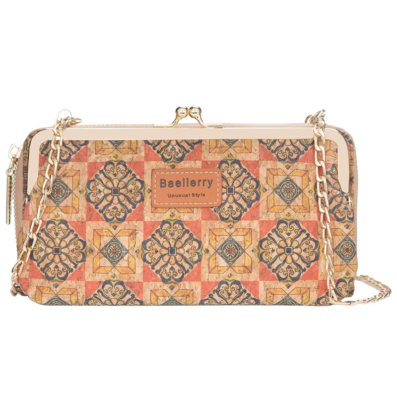 Новый Baellerry Дамский кошелек мобильный телефон сумка из пробкового дерева молния