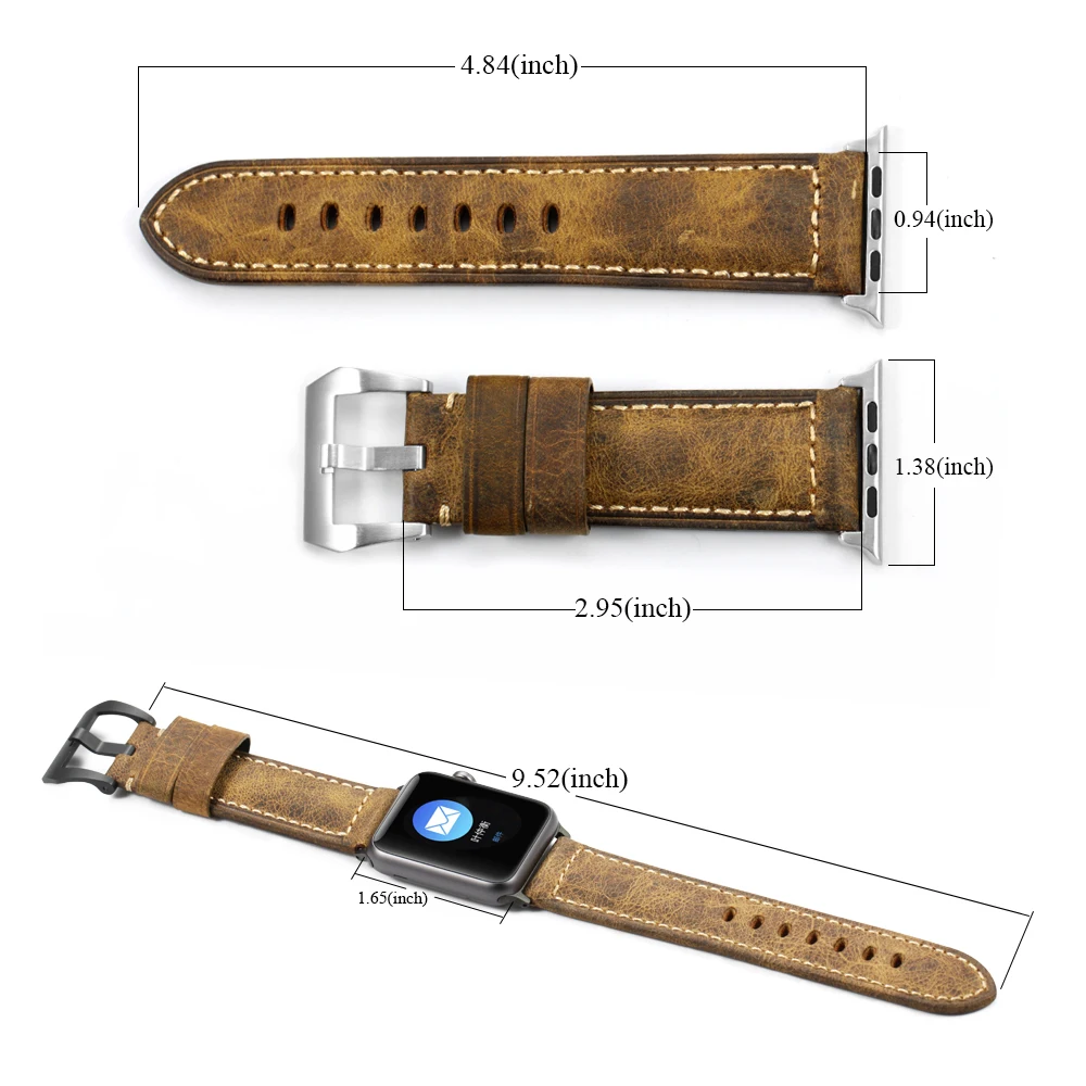 IStrap Panerai ремешок для часов 24 мм 22 мм | Италия Винтаж Натуральная кожа Panerai ремешок с пряжкой из нержавеющей стали Panerai браслет