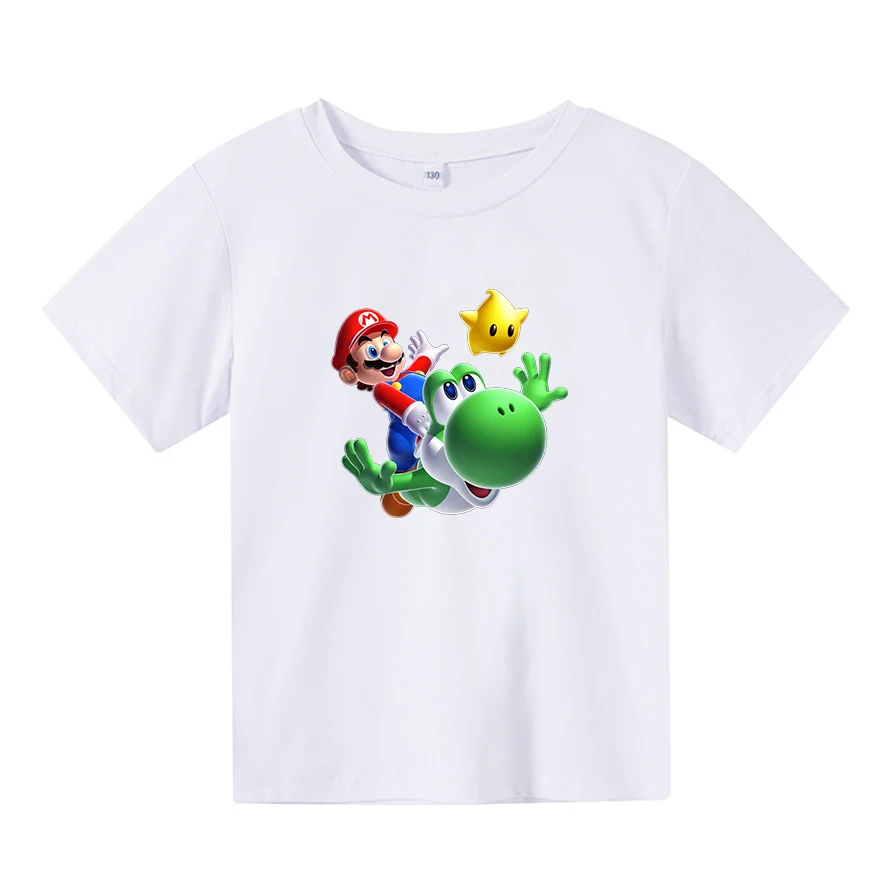 

2021 Children's Clothing T-shirt Japanese Game Mario Theme Boy Girl Clothes Oversized Top Anime Elements O-neck Loose Sweatshirt