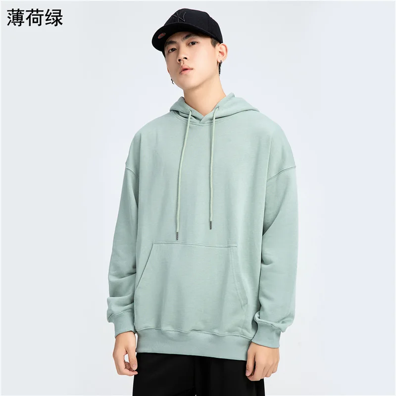 

WS21 New thickened men's hooded sweater fashion brand pure color Terry Hoodie loose shoulder