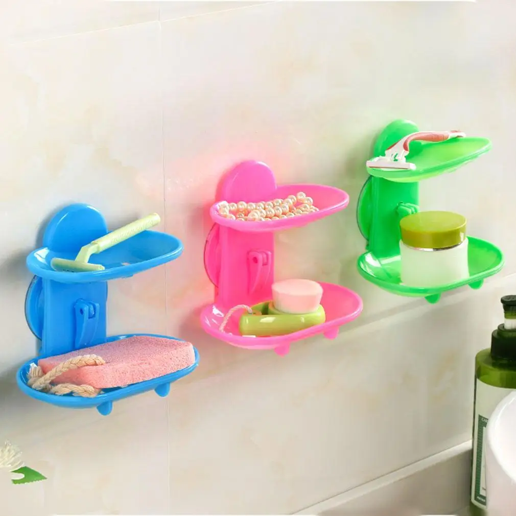 Двухслойная мыльница ванная комната мыло блюдо на присосках держатель Контейнер