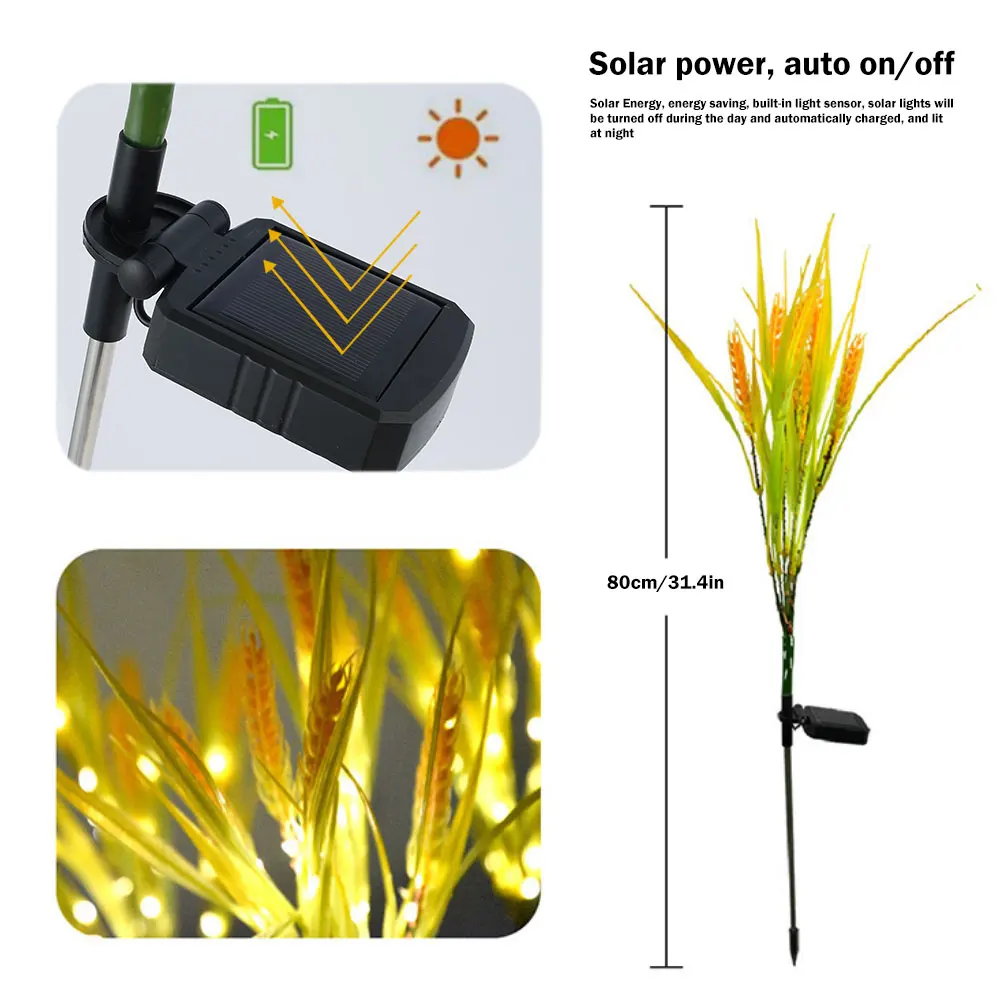 

2PCS LED Solar Light Garden Decoration Solar Powered Ear of rice Lawn Crops Stake Outdoor Waterproof Solar Lamps Lawn Path light
