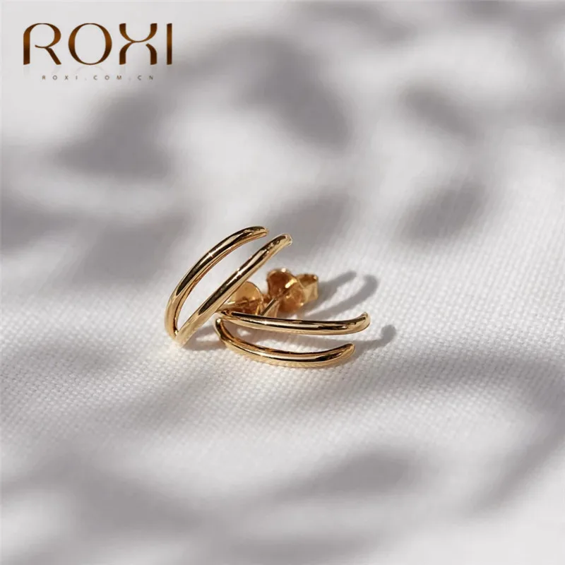 Женские Геометрические серьги-гвоздики ROXI серьги из стерлингового серебра 2020