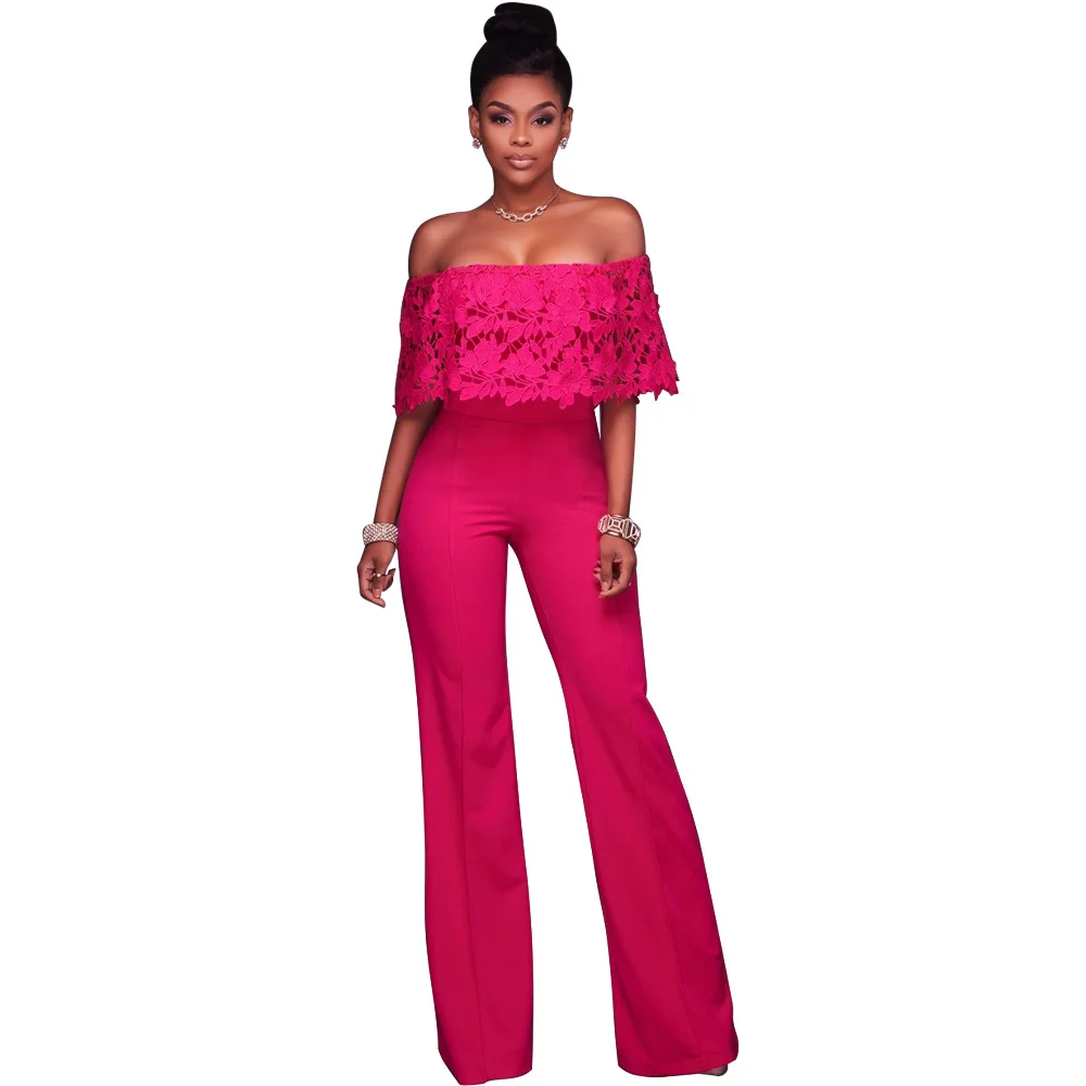 Облегающий без бретелек Вышивка костюм-комбинезон плюс размер рукавов женские