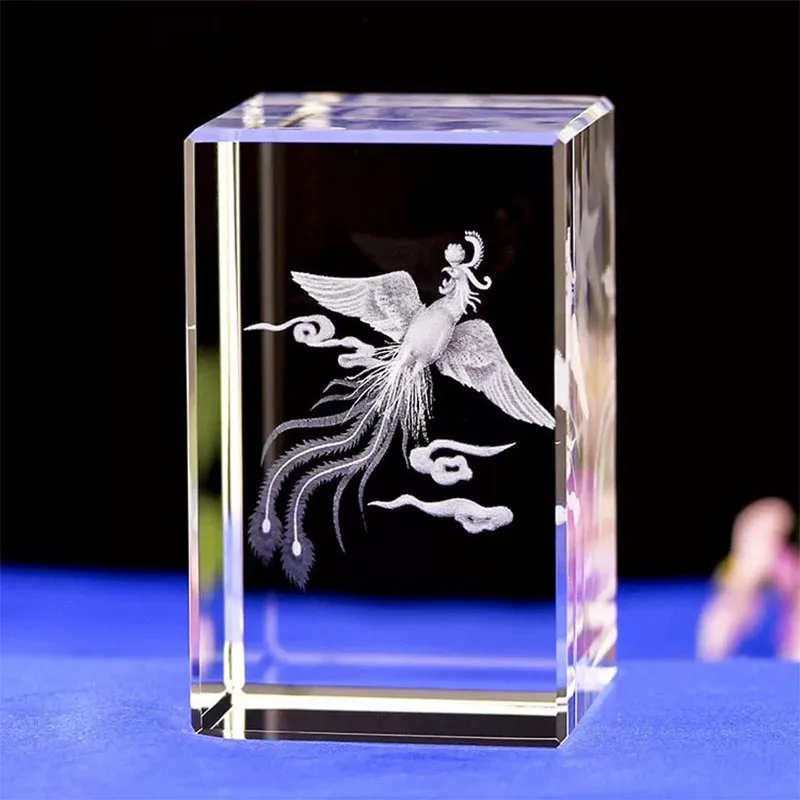 

Crystal Phoenix Home decor animal handicraft crystal inside carved Miniature model creative gifts for frend