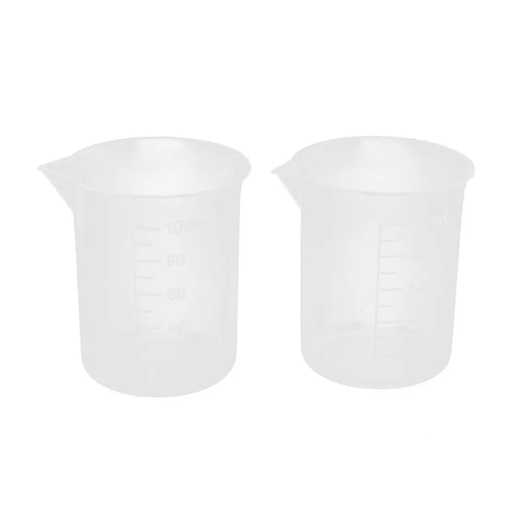 

100mL Graduated Beaker Clear Plastic Measuring Cup for Lab 2 Pcs Home kitchen liquid measurement tool measuring cup jug