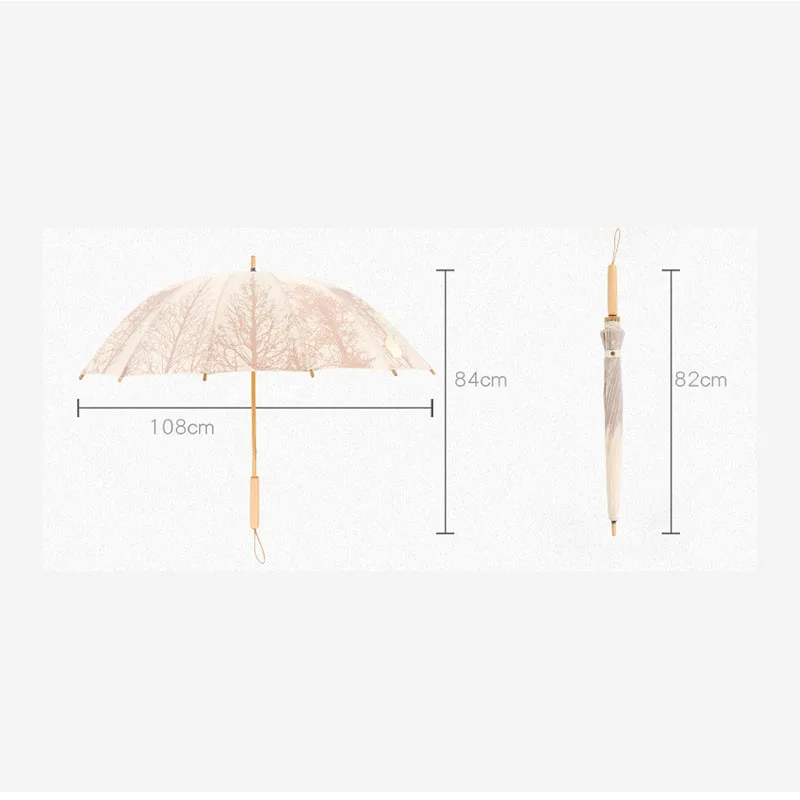 

Wooden Handle Straight Umbrella Female Sunshade Sunscreen Anti-ultraviolet Sun Umbrella Plus Size Fresh Umbrella