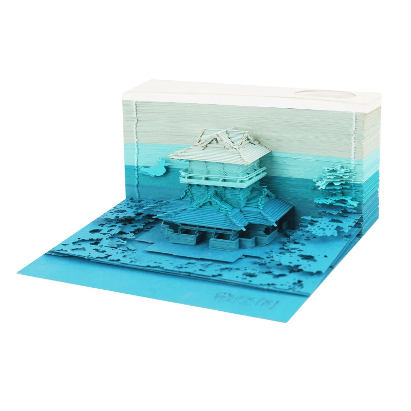 

Paper Cut Layered Temple Building Style Baby Shower Giveaways Souvenir 3D Note Pad With Acrylic Box