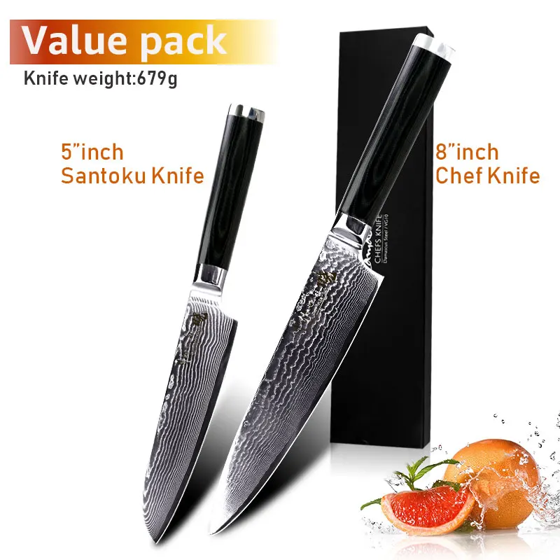 58 set with gift box Дамаск ножи Chef Ножи японский Кухня Ножи Дамаск VG10 67 Слои Нержавеющая сталь Ножи Ультра Sharp Микарта ручки - Цвет: 58 set with gift box