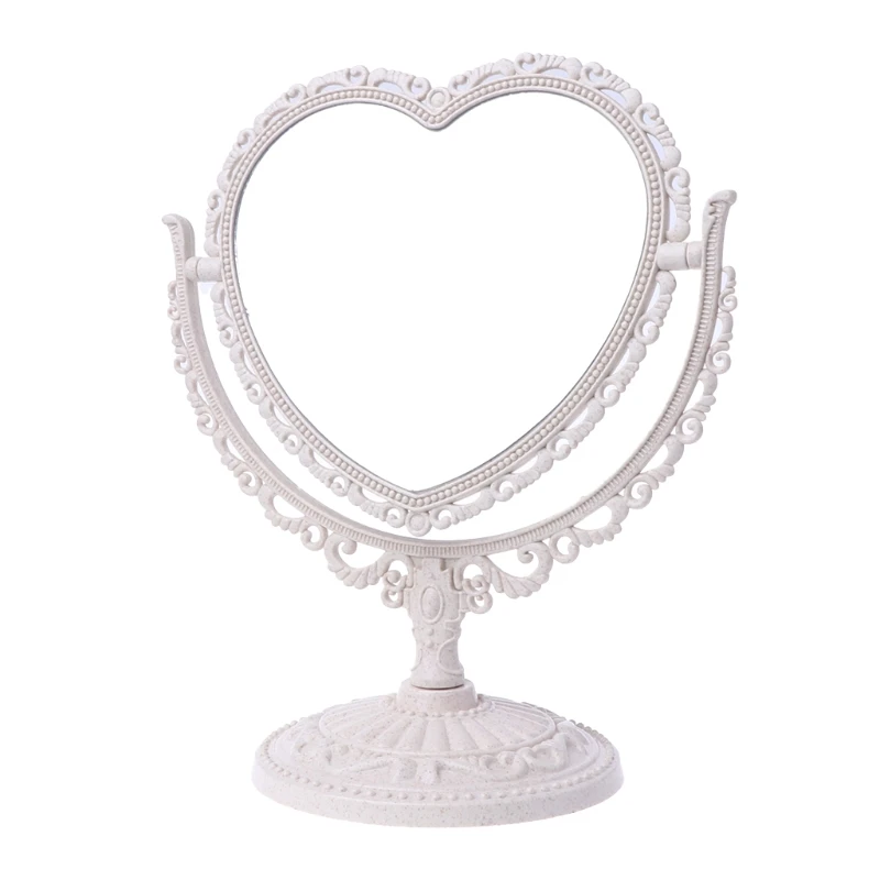 

2Sides Heart-shaped Makeup Mirror Rotatable Stand Table Compact Mirror Dresser 2021 New Fashion