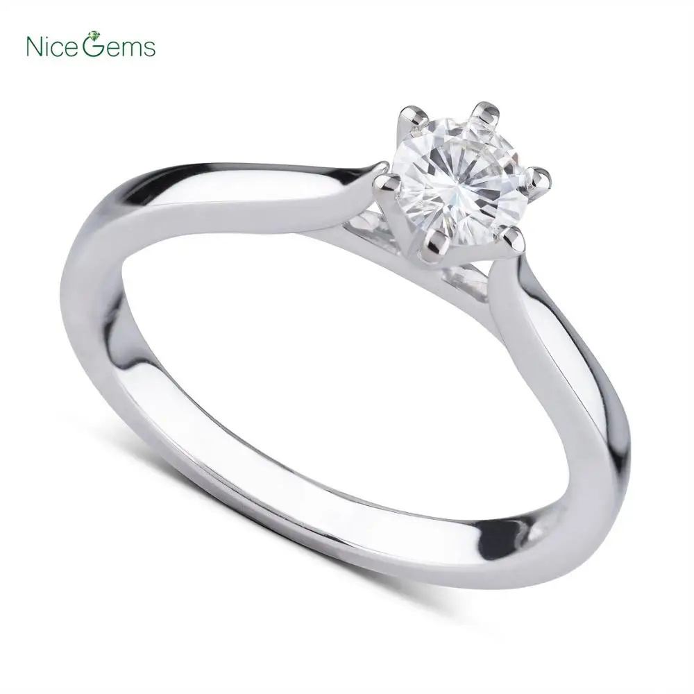 Круглый 0.35ct 4,5 мм 8 Сердце и 8 стрелы вырезать FG цвет VVS1 Moissanite 925 Серебряное кольцо алмазный тест прошел классическое кольцо solitair