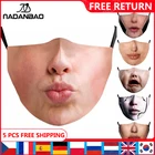 Надanbao, дизайнерская моющаяся женская маска с принтом, маска для лица для плача, маска для лица из перезаряжаемой ткани, половина лица для взрослых