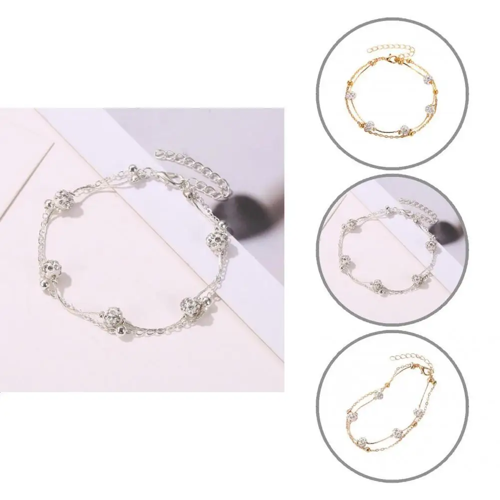 

Fine Workmanship Alloy Beads Rhinestone Balls Anklet Foot Accessories