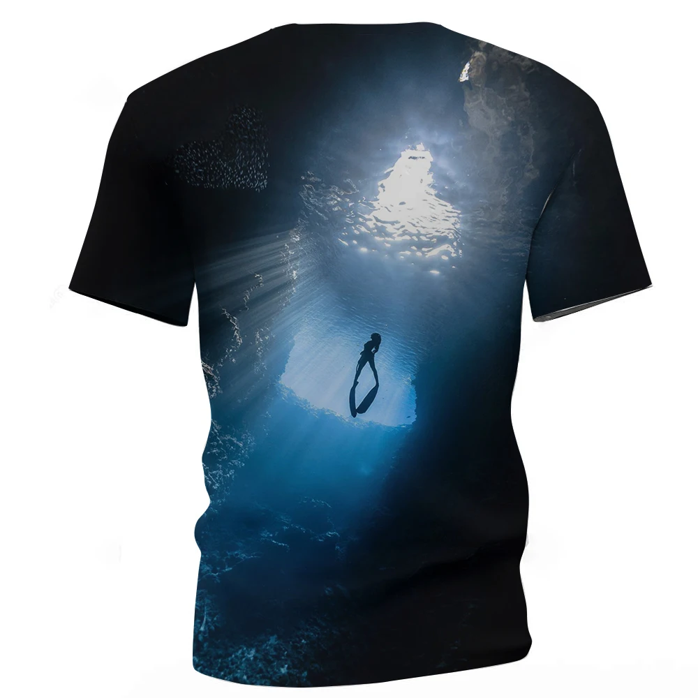 

2021 summer men's T-shirt 3Ddive underwater printing T-shirt men and women casual fashion hip-hop round neck short-sleeved shirt