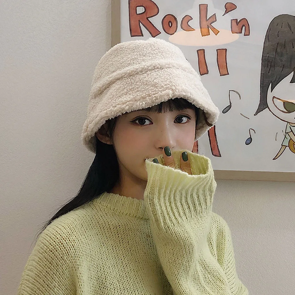 Зимняя шапка-ведро из искусственного меха для женщин и девушек модная однотонная