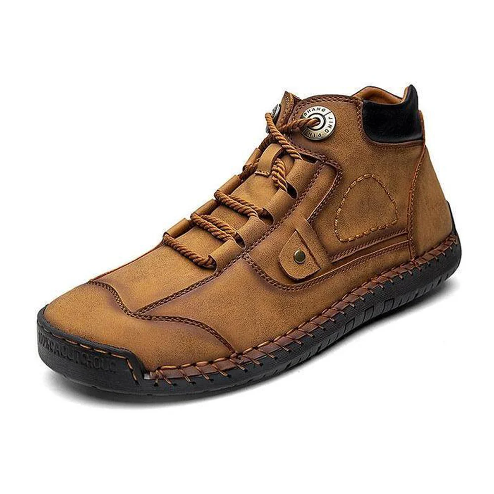 

Men Casual Flats Microfiber Leather Lace Up Ankle Boots