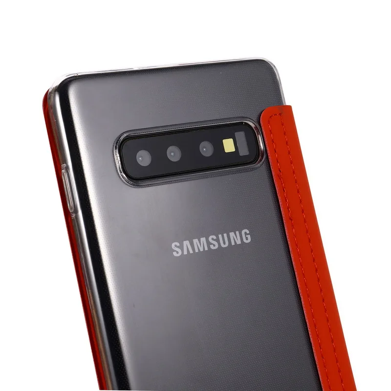 Кожаный зеркальный чехол с откидной крышкой для samsung Galaxy Note 10 Pro 9 8 S10 S9 S8 Plus A20 A30 A40 A50 A70 A7 прозрачная задняя крышка