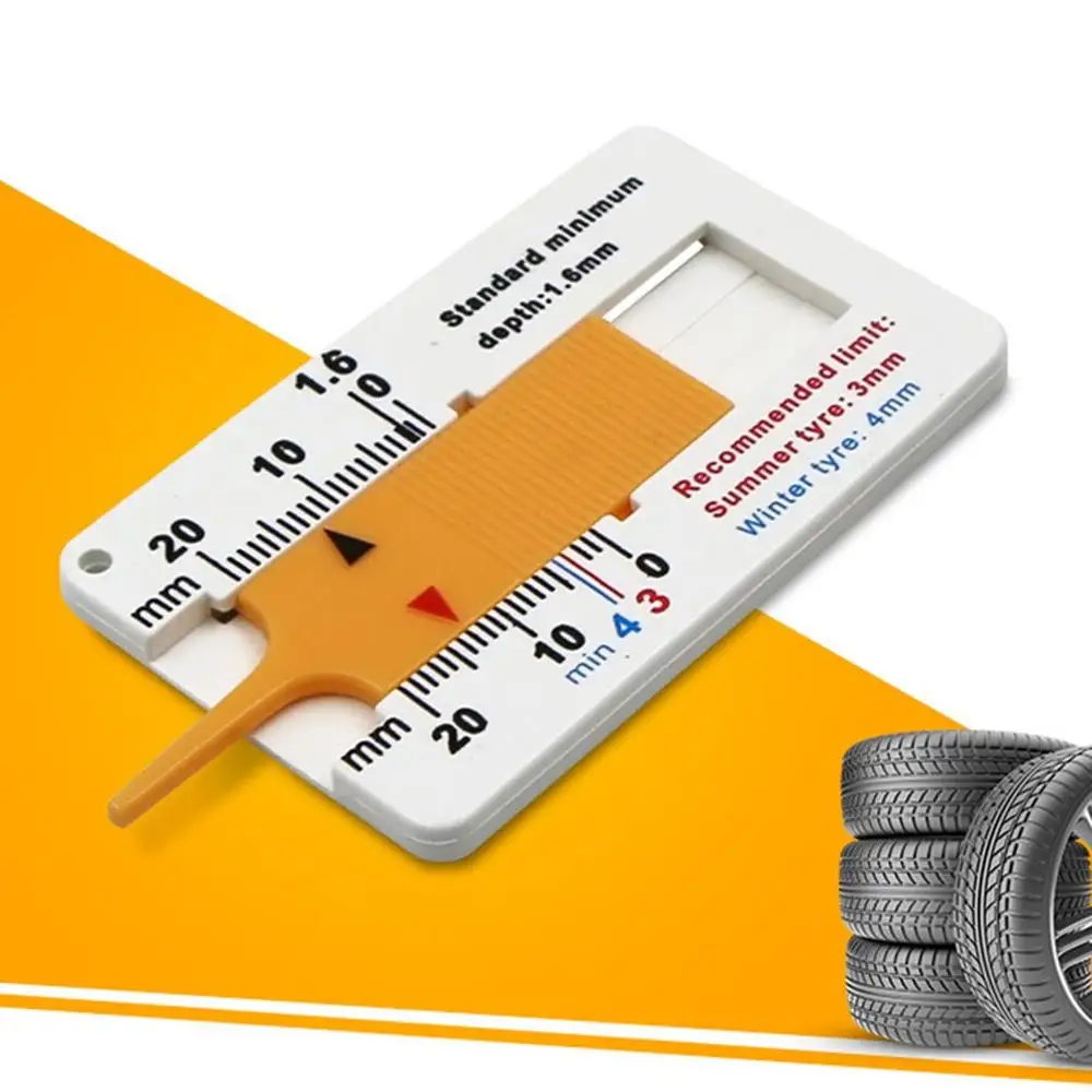 

Plastic Tire Ruler 0-20MM Vernier Depth Caliper Tire Depth Ruler Portable Tire Pattern Depth Meter Yellow