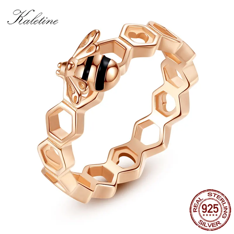KALETINE, роскошные серебряные кольца в виде пчелы, сердца, 925 пробы, для женщин, кольца с Сотами, для женщин, мужчин, кольцо, органайзер для ювелирных изделий