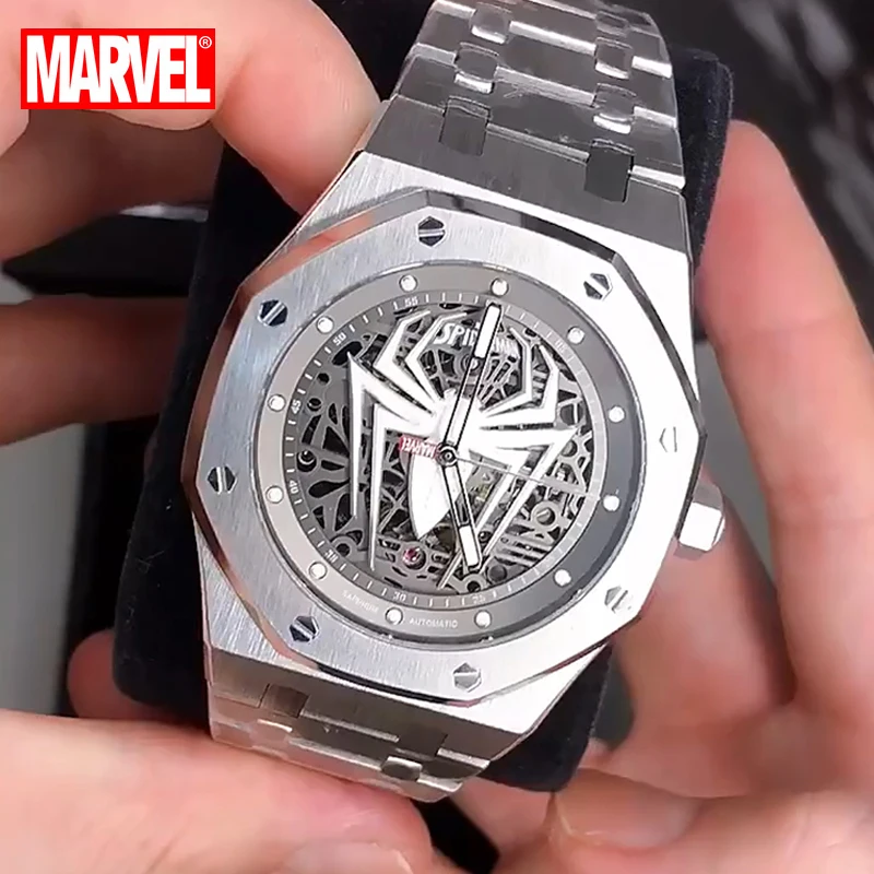 Disney Marvel Spider Man Skeleton Automatic Wristwatch Tonneau 3D Perspective...