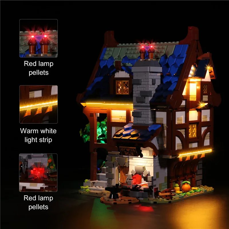 

Lighting Set For Ideas Medieval Blacksmith LED Light Kit For 21325 Building Bricks Toys(Only LED Light, No Block Kit)