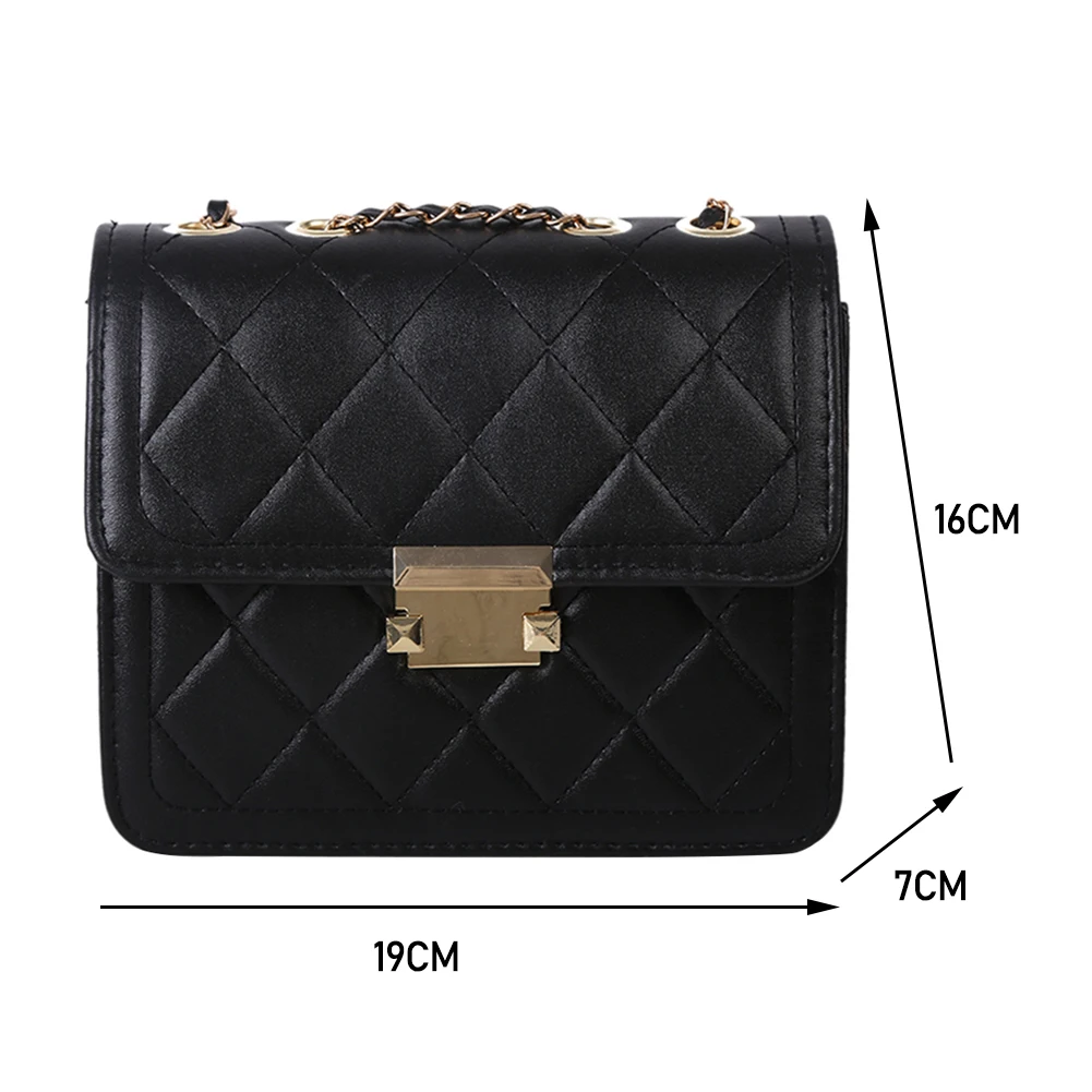 

Fashion Lattice Pattern Shoulder Handbag Women PU Leather Chain Crossbody Bags Casual Solid Color Hasp Street Flap Purses
