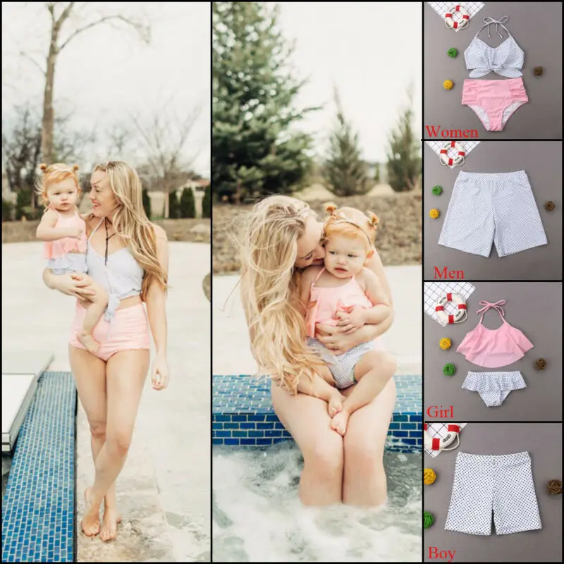 Одинаковые летние купальники для всей семьи купальный костюм мамы папы дочки и Son