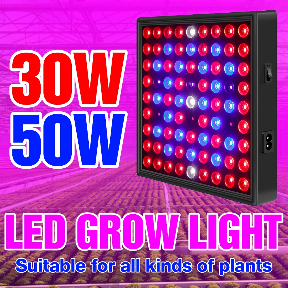 

30W 50W Growth Lamp 220V Plants Bulb EU Plug LED Growing Light Full Spectrum Phyto Lamps For Greenhouse LED Grow Tent Fitolampy