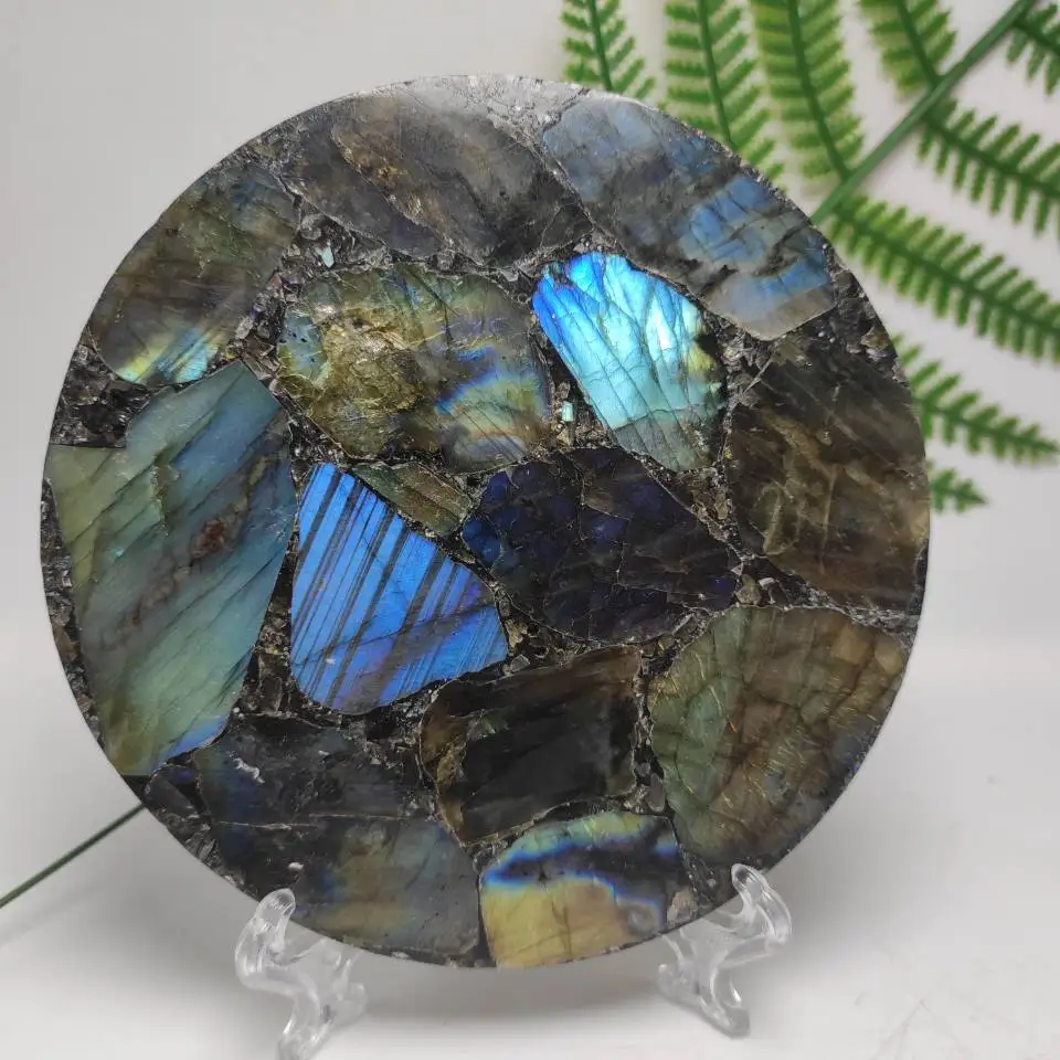 

10cm Natural Crystal Moonstone Raw Gemstone Ornament Polished Quartz Labradorite Handicraft