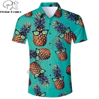 2021 summer harajuku short sleeve shirts funny tropical pineapple glasses 3d printed hawaiian shirt mens harajuku casual shirt
