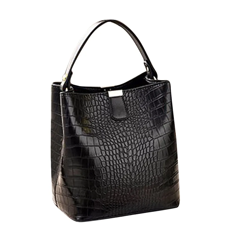 Женская сумка в стиле ретро с крокодиловым узором Большая вместительная ведро из