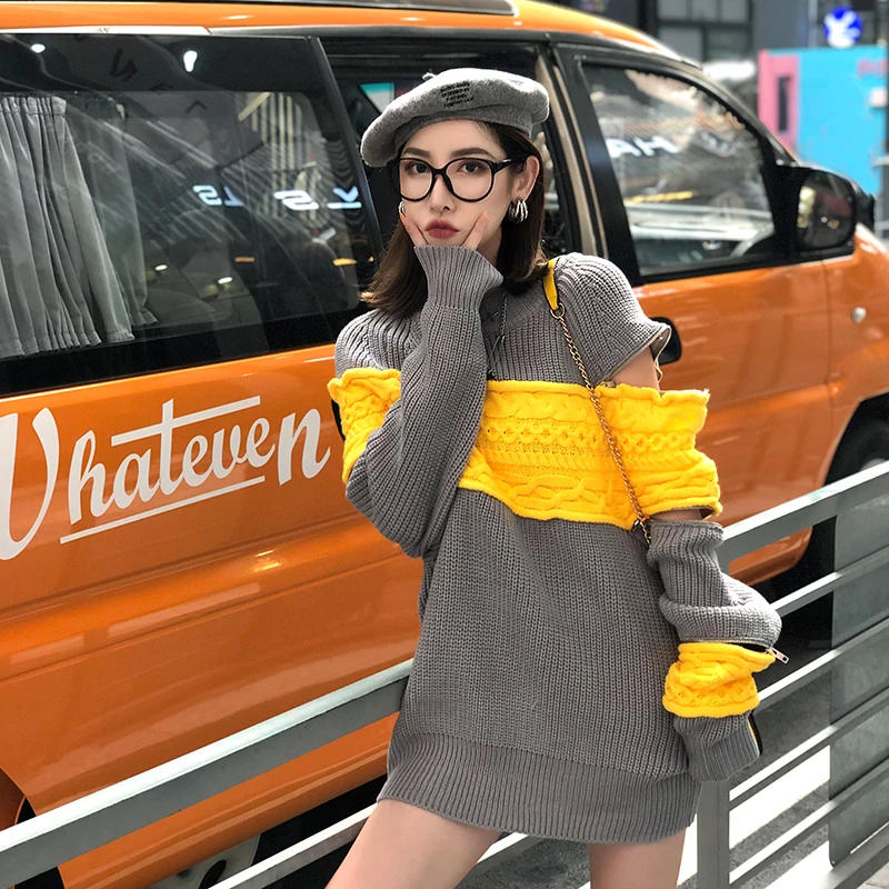 2019 зимний модный вязаный свитер с высоким воротником женская одежда женские