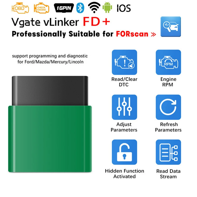 Vgate vLinker FD + ELM327 Bluetooth 4 0 FORscan для Ford/Mazda OBD2 автомобильный диагностический OBD 2 сканер