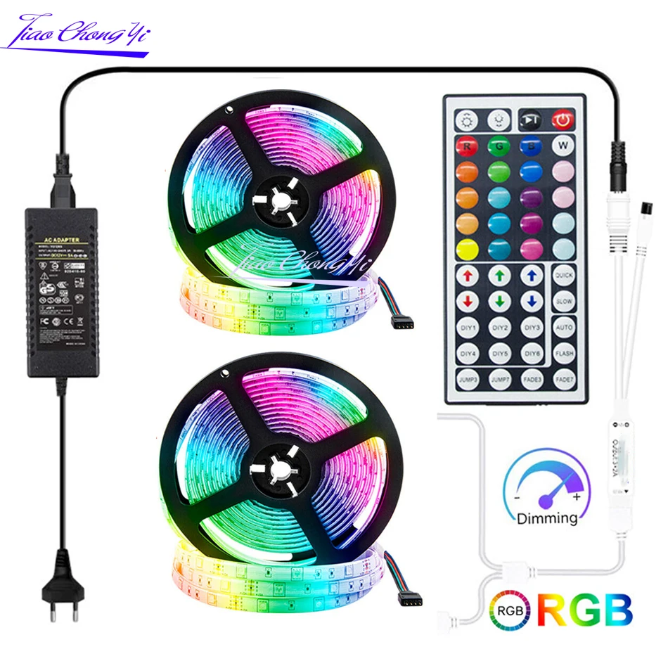 Светодиодная ленсветильник 5050 SMD 5 м 10 15 лампа s 44 клавиши ИК RGB контроллер 12 В