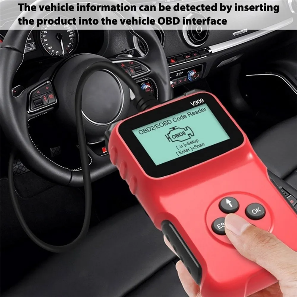

V309 OBD2 OBDII Auto Car Diagnostic Scanner Handheld Diagnostic Repair Tool Automotive Erase Reset Fault Codes Reader