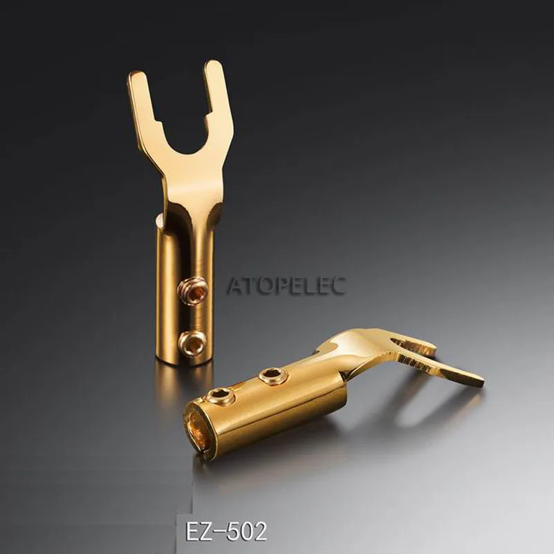 2 шт. EIZZ 24K позолоченный чистый красный медный динамик лопатка Y-вилка разъем