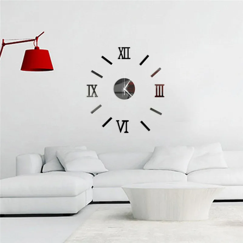 Новые настенные часы 3d сделай сам акриловые зеркальные наклейки креативное