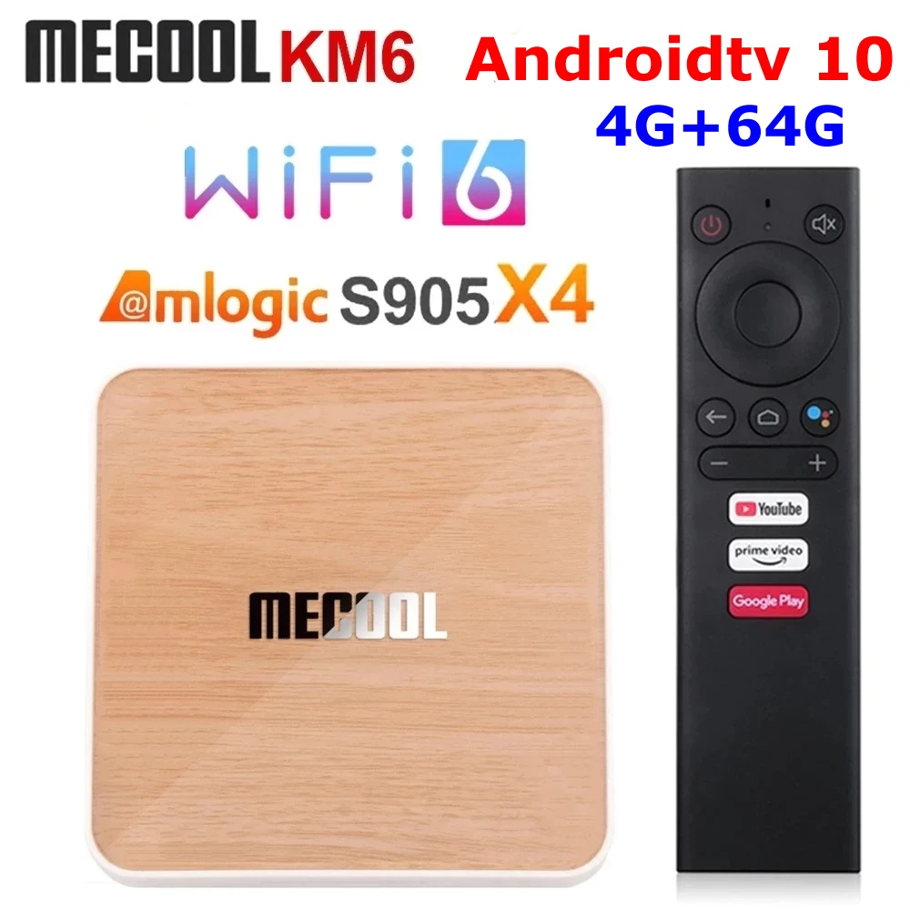 Андроид 10 ТВ коробка Mecool KM6 Deluxe Amlogic S905X4 Android 0 Google Сертифицированный 4 Гб 64 5G
