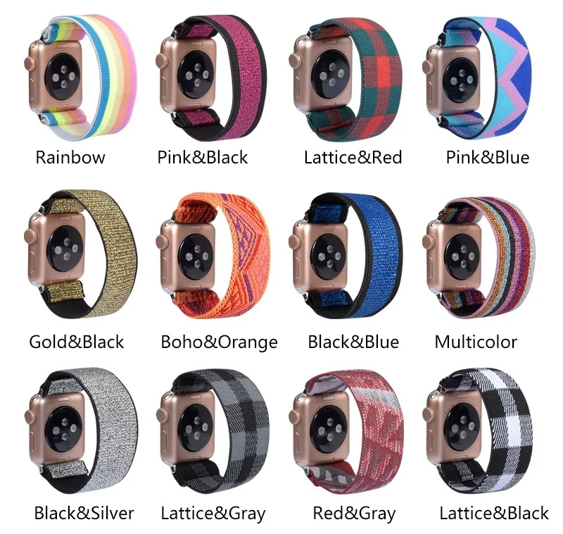 Elastic Nylon Watch Band for Apple 42mm 44mm Bohemia Solo Loop Straps IWatch 6 SE 5/4/3 2 38MM 40MM Breathable | Наручные часы