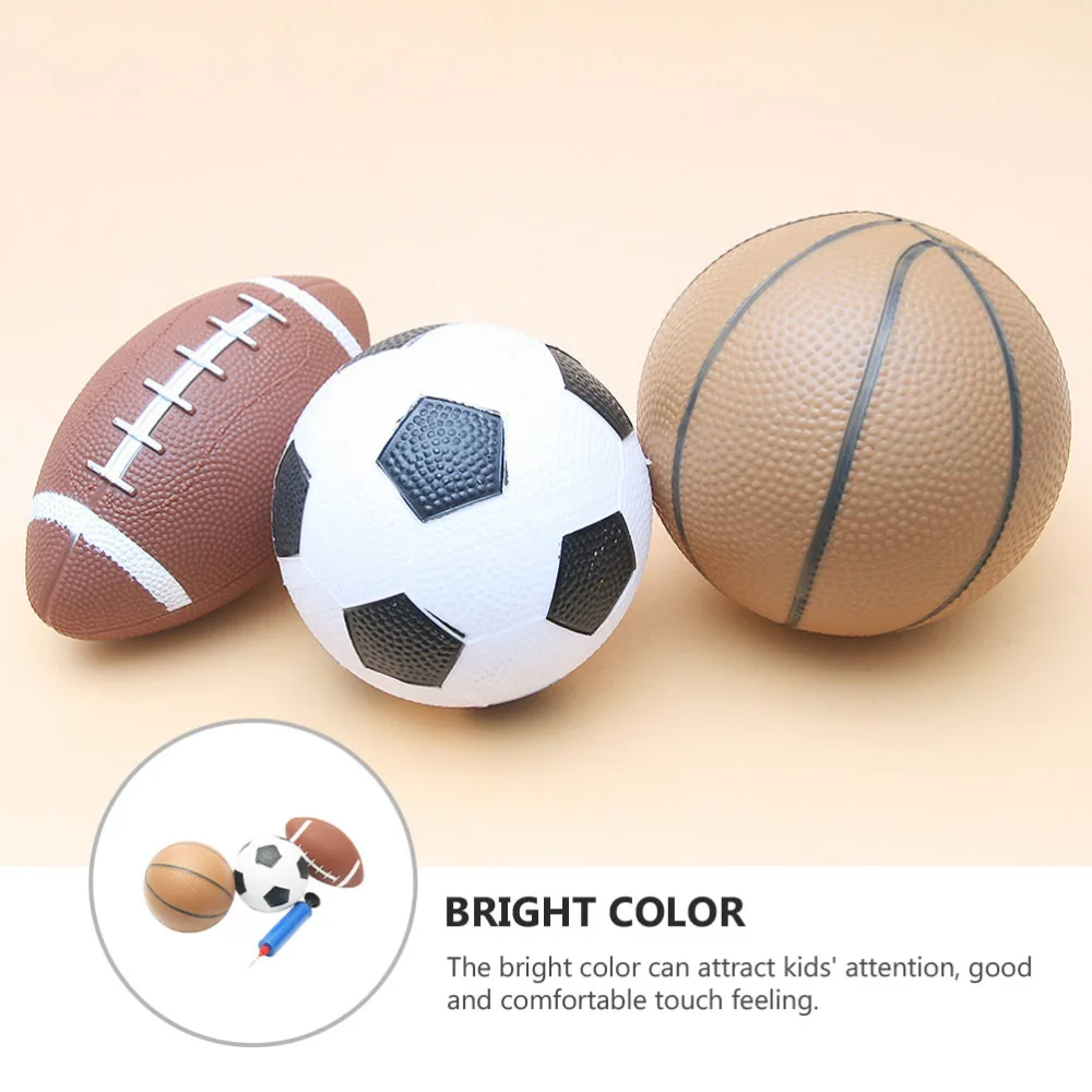 

1 Set/3pcs Kids Inflatable Balls Basketball Soccer and Rugby with Pump